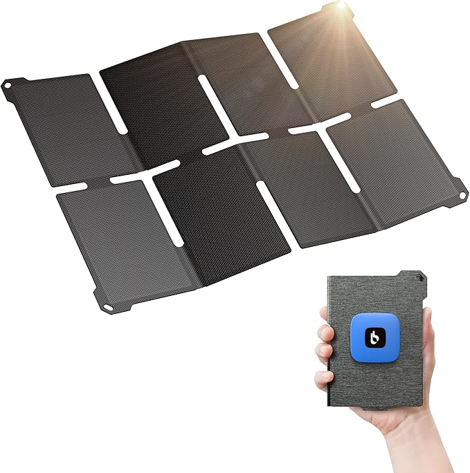 [Upgraded] BigBlue Ultra-Light Portable 25W Solar Panel Charger with USB-A and USB-C Ports, 0.84
