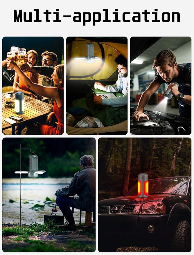 Foldable Camping Lantern with Bluetooth Speaker, Portable Flashlight, LED Folding Tent Lights