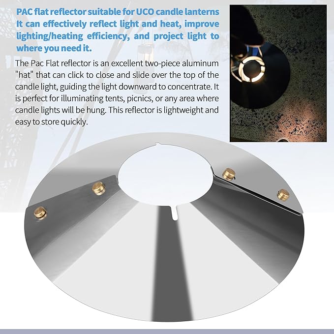 SUNJIKA Candle Reflector Compatible with UCO Candle Lantern Parts,Stainless Steel Lantern