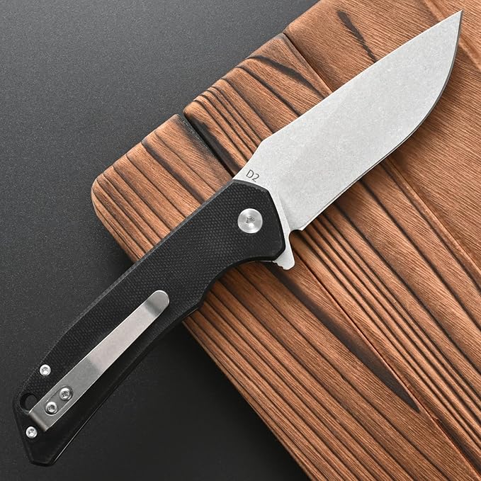 FF17 Folding Pocket Knife,D2 Steel Blade G10 Handle EDC Tool Knife for Outdoor