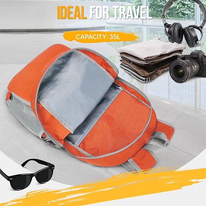 ZOMAKE Lightweight Packable Backpack 35L, Light Foldable Backpacks Water Resistant Collapsible
