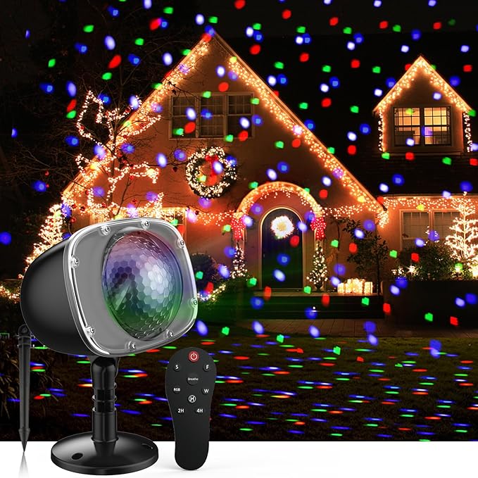 Christmas Halloween Projector Lights Outdoor,Indoor 15 Colors Snowfall Rotating Falling Snow