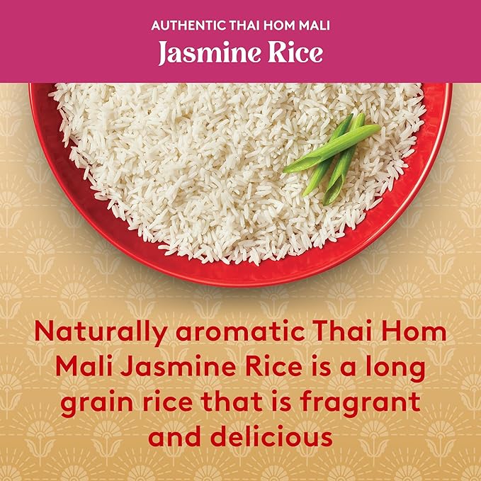 Royal Authentic Thai Hom Mali White Jasmine Rice - Microwave Rice - Dinner Side Dish - (4 Pack) 8.5