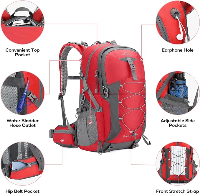 Maelstrom Hiking Backpack,Camping Backpack,40L Waterproof Hiking Daypack with Rain
