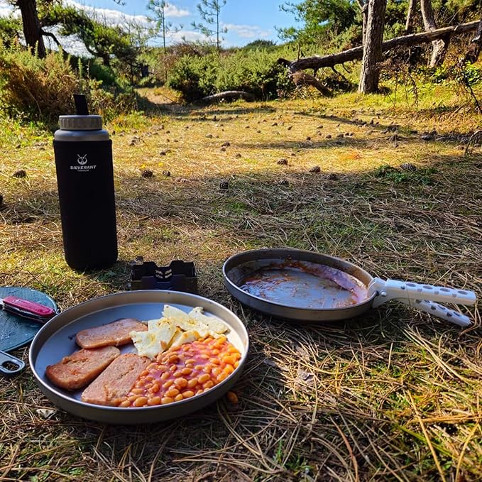 SILVERANT Titanium Trek Plate - Ultralight, Durable Camping Dish Pan Plate - Outdoor Kitchen