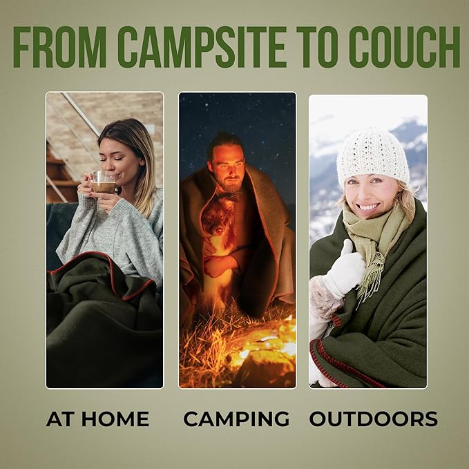 Whispering Winds 100% Wool Blanket - Premium Ultra-Soft, Thick, Warm, Large 60″x 84″ Bed & Camping