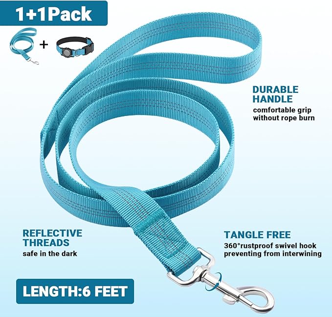 AirTag Dog Collar and Leash, IP68 Waterproof Integrated with Reflective, Ultra-Durable, Comfortable