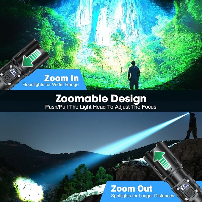 EDC Flashlights 2000 High Lumens Rechargeable - Long Beam Small Pocket LED Tactical Flashlight with