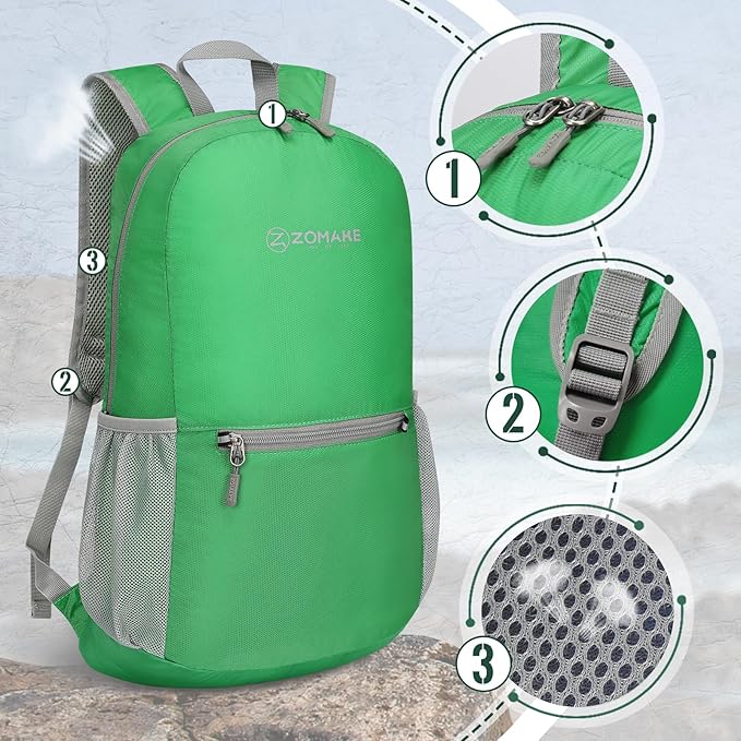 ZOMAKE Ultra Lightweight Hiking Backpack 20L - Packable Small Backpacks Water Resistant Daypack for