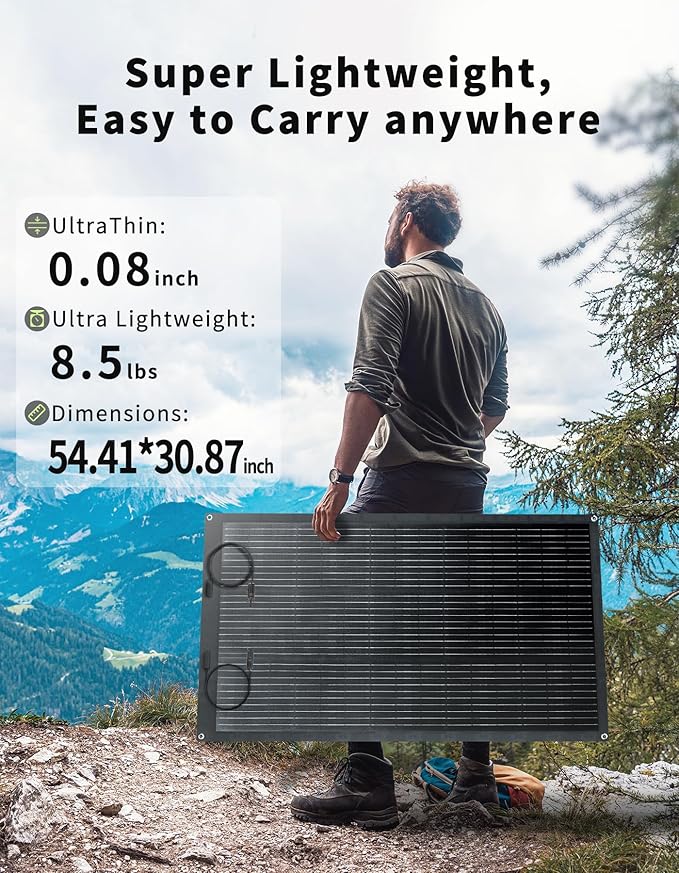 Greenmagic 200W 20V Flexible Solar Panel Ultra Thin Ultra Lightweight Off-Grid Charger for Marine