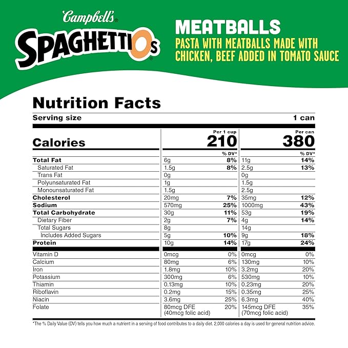 SpaghettiOs Canned Pasta with Meatballs, 15.6 oz Can (Pack of 6)