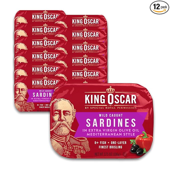 King Oscar Premium Sardines in Extra Virgin Olive Oil, Mediterranean Style, 3.75 Ounce Cans (Pack