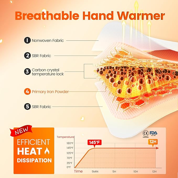Hand Warmers Disposable 500/375/240/125/90/55/30 Pcs, Long-Lasting Up to 12 Hours for Warm Body