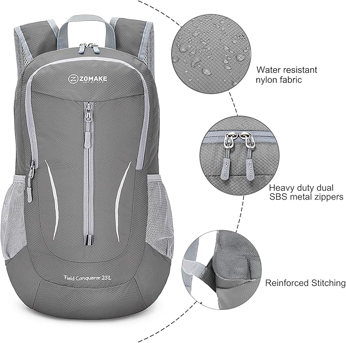 ZOMAKE Ultra Lightweight Packable Backpack 25L, Foldable Hiking Backpacks Water Resistant Small