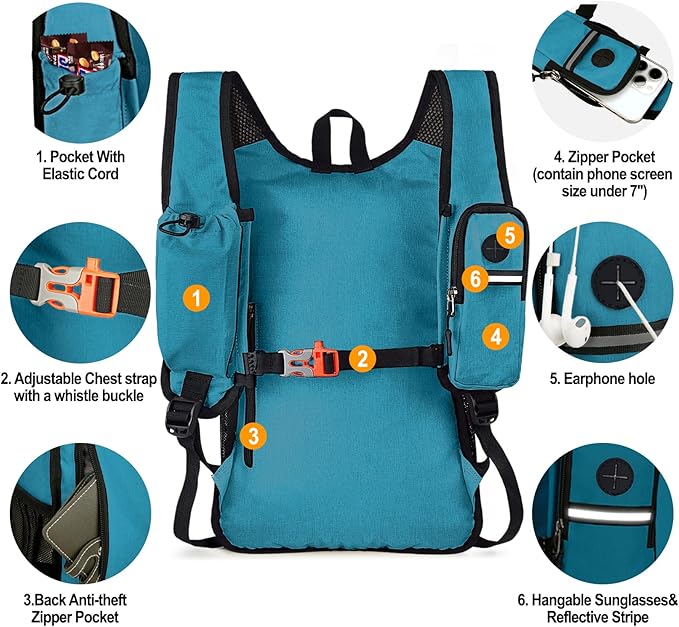 Seektop 15L Small Hiking Backpack for Women Men, Foldable Packable Backpack with Phone Pocket