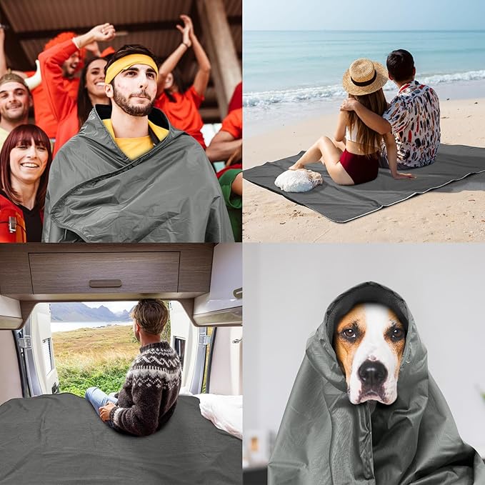 Fleece Waterproof Outdoor Blanket - Windproof Stadium Blanket for Camping, Picnics, and Sports Stay