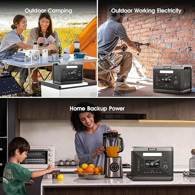 SolarPlay Portable Power Station 2400W (Peak 4800W), 2160Wh Solar Generator with 400W Solar Panel