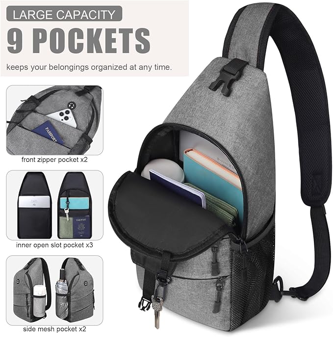 Crossbody Bags for Women Men Trendy Sling Bag Bakpack Casual Chest Bag with Convertible Shoulder