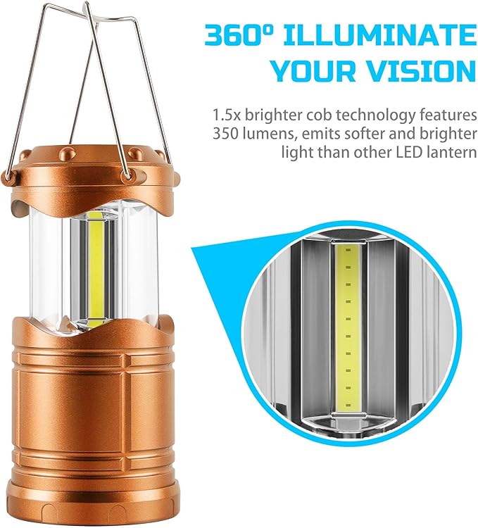 Lichamp LED Camping Lantern, 4 Pack Battery Powered Flashlight for Power Outages, Portable