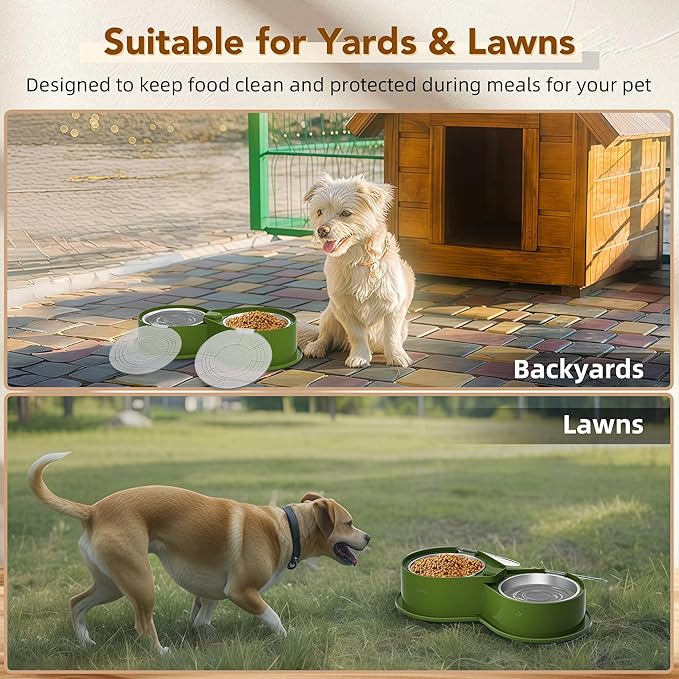 Stainless Steel Dog Bowl Set with Lids, 304 Metal Dual Food & Water Bowls for Dogs & Cats, Large