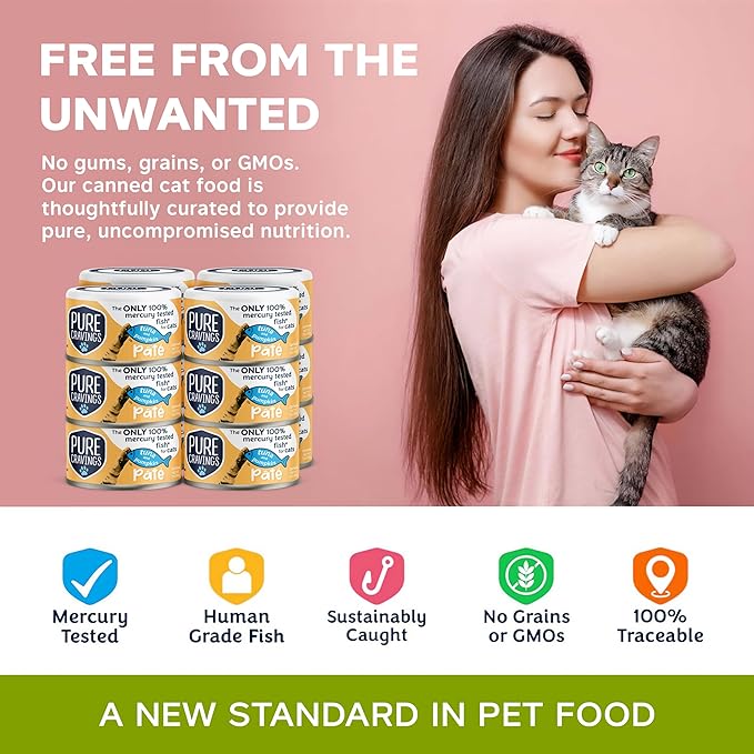 Pure Cravings Tuna and Pumpkin Pate, Canned Wet Cat Food, 100% Mercury-Tested, Moist Can Fish