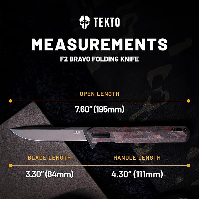 F2 Bravo Folding Pocket Knife - D2 Steel Blade, Ceramic Ball Bearings - EDC - Snap, Swift Flip for