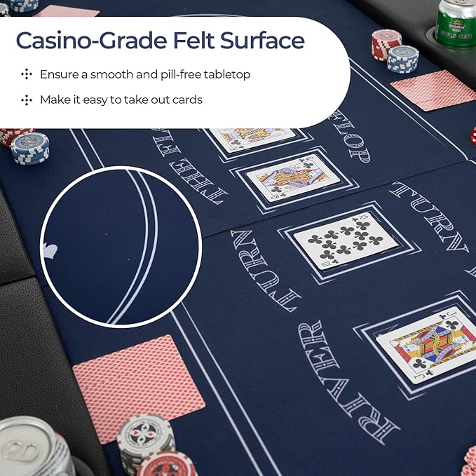 Goplus 72” Poker Table Foldable, 8 Players Card Board Game Table w/Deep Metal Cup Holders, Casino