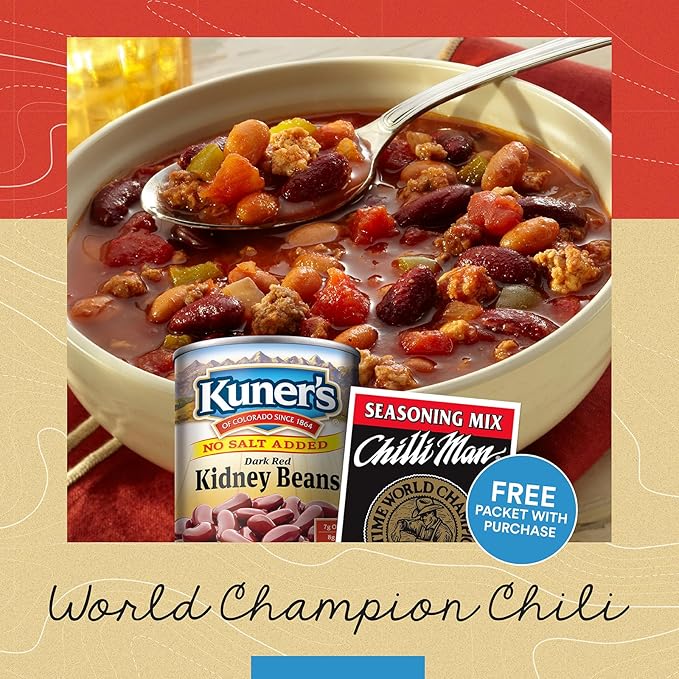 Kuner?™s No Salt Added Canned Kidney Beans with FREE Chili Seasoning Mix, Plant Protein and Fiber