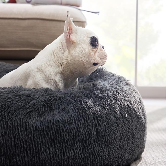 Bedsure Calming Dog Bed for Medium Large Dogs - Donut Washable Large Pet Bed, 33 inches Anti-Slip