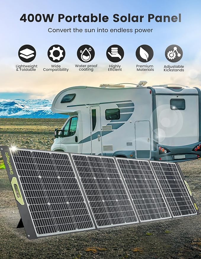 Greenmagic Portable 400 Watt Solar Panel, 39V Foldable, Durable Foldable, Durable Compatiable with