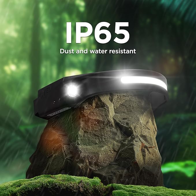 BLACK+DECKER Rechargeable Headlamp with Flashlight & Wave Sensor, 350 Lumens LED 230° Wide Beam