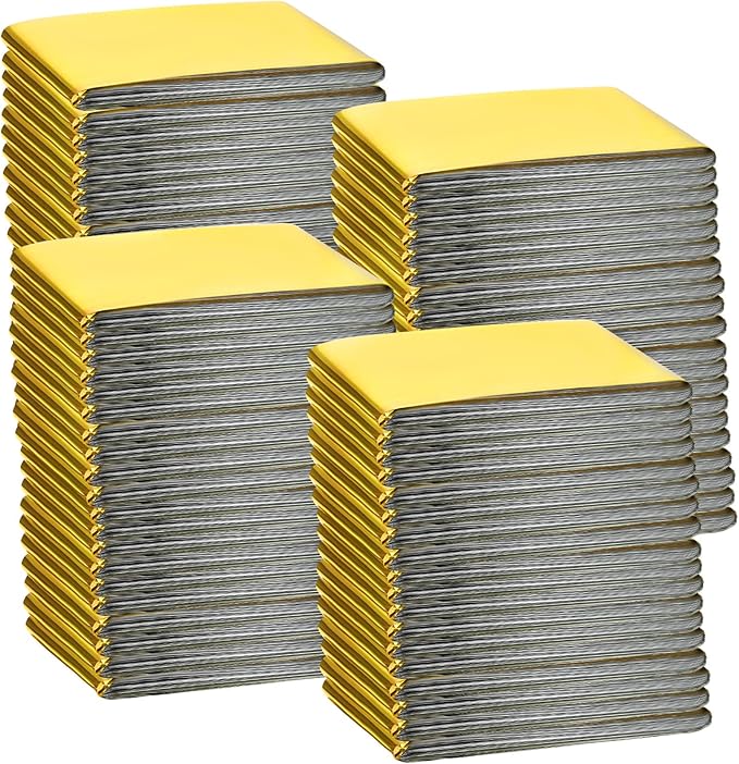 Macarrie 100 Pack Emergency Thermal Blankets Silver Foil Survival Blanket Space Blanket Survival