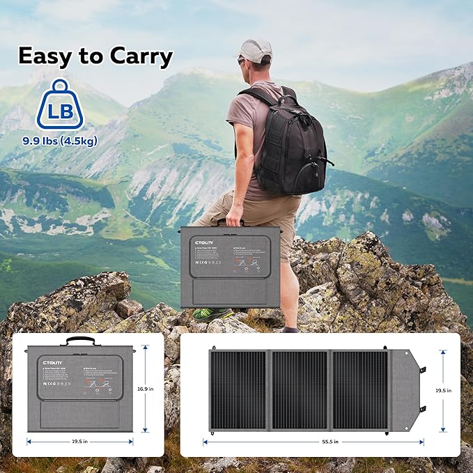 100W Portable Solar Panel for Camping RV Marine - Foldable Solar Panel Kit with Adjustable