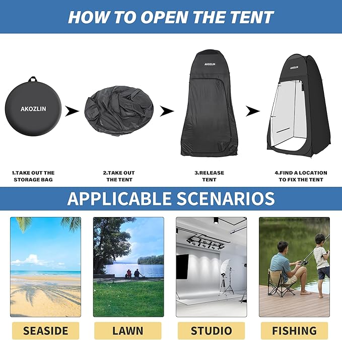 AKOZLIN Portable Pop Up Shower Tent Instant Privacy Dressing Changing Tent Outdoor Shower Room Camp