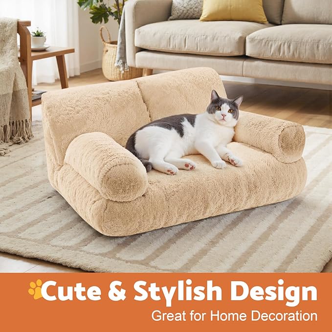 Gimars Upgrade Large Cat Bed for Indoor Cats -Added 10% More Stuff Sponge, Orthopedic Pet Couch