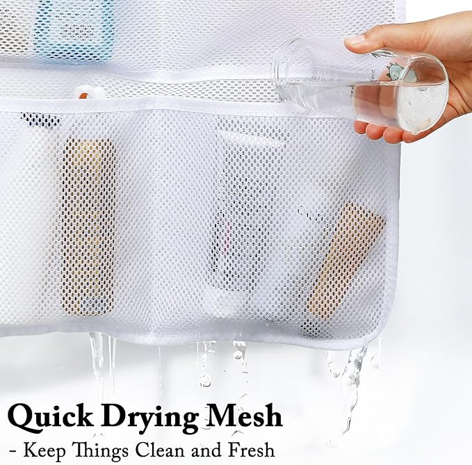 Mesh Shower Caddy Hanging, Quick-Drying Shower Organizer with 7 Pockets, Portable Bathroom