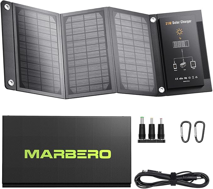 MARBERO 21W Portable Solar Panel Foldable Solar Panel Charger IP65 Waterproof Solar Panels 23% High