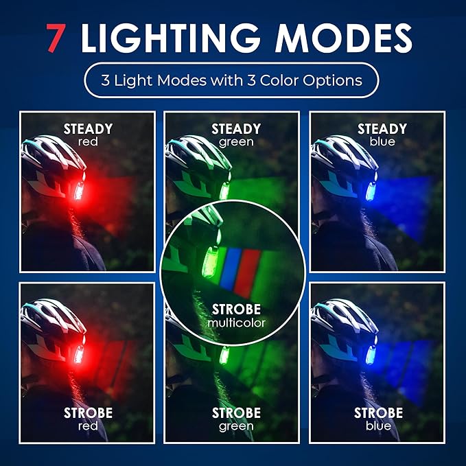 LED Safety Light (2 Pack) - Clip On Strobe/Running Lights for Runners, Dog, Bike, Walking, Boat