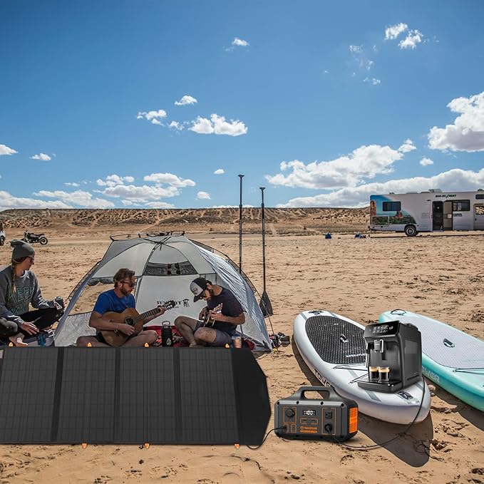 FlexSolar 120W Foldable Solar Panels Chargers 20v-28v DC Output IP65 Waterproof Power Outage