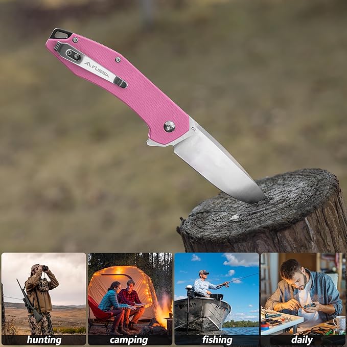 FLISSA Pocket Knife, Folding Tactical Knife with G10 Handle, D2 Blade, Liner Lock, Pocket Clip, EDC