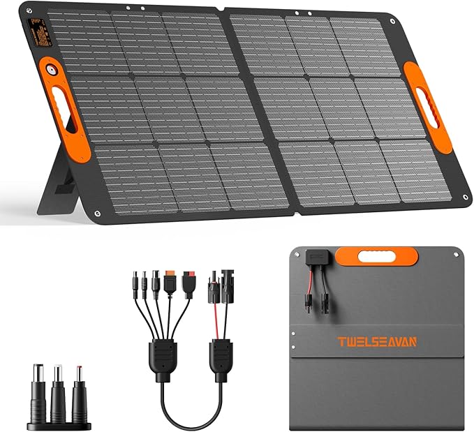 110W Portable Solar Panel for Jackery/EF/Bluetti/Anker/Goal Zero Power Station, IP68 Waterproof