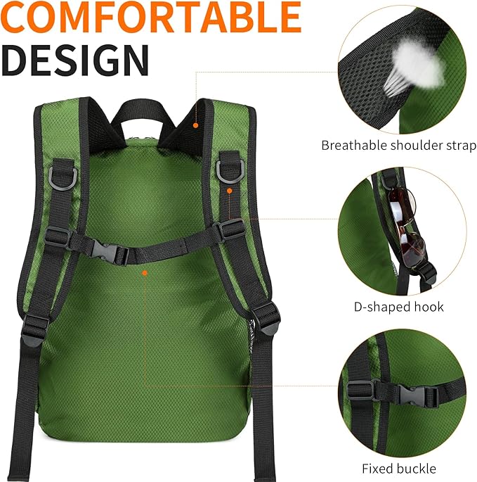 Small Hiking Daypack,15L Water-Resistant Hiking Backpack Packable Lightweight Travel Day Pack for