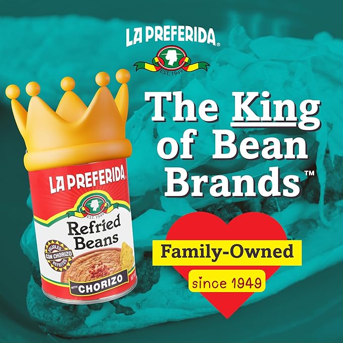 La Preferida Chorizo Refried Beans (Made with Real Pork & Beef, No Preservatives) ??Heat & Serve