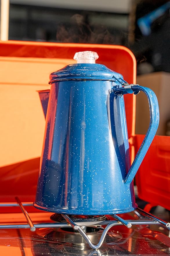 GSI Outdoors Percolator Coffee Pot | Enamelware Campfire Coffee Boiler Kettle for Outdoor Camping