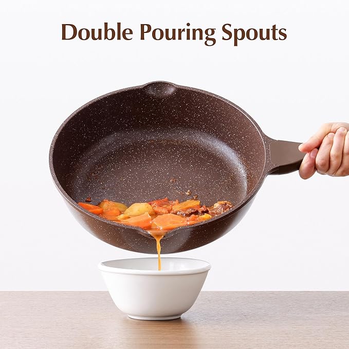 SENSARTE Nonstick Deep Frying Pan Skillet, 12-inch Saute Pan with Lid, Stay-Cool Handle, Healthy