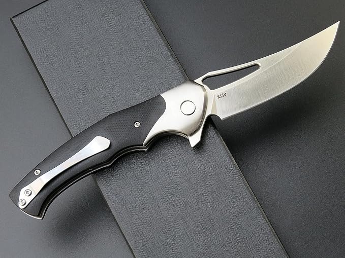 Eafengrow EF7 Folding Knife K110 Steel Blade G10& Stainless Steel Handle EDC Tool Knives for