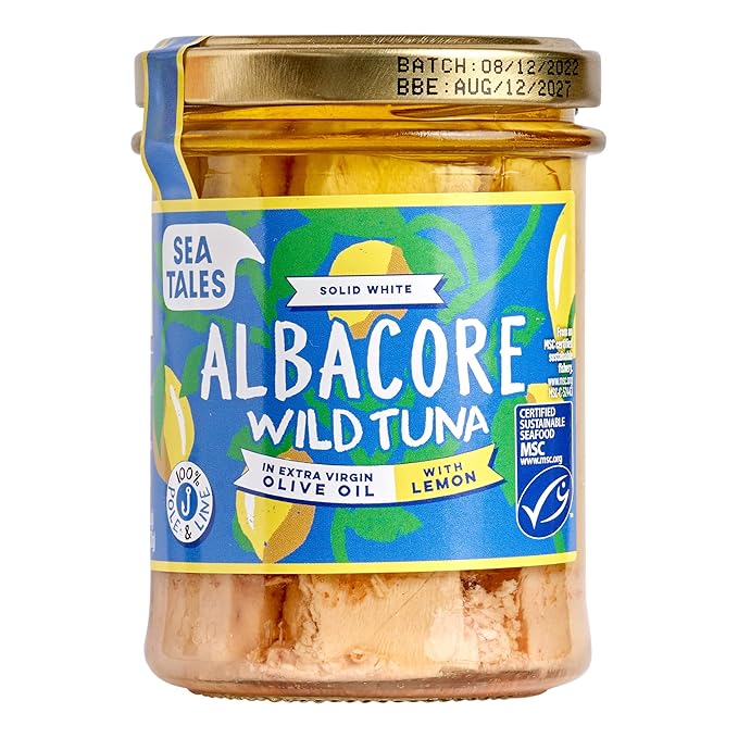Sea Tales Albacore Fillets in Extra Virgin Olive Oil with Lemon in Jar - 100% Pole & Line Wild