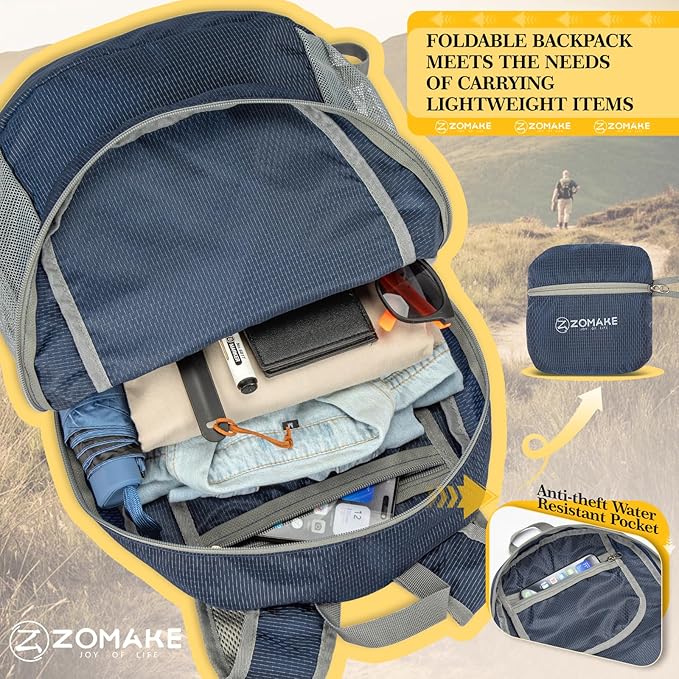 ZOMAKE Ultra Lightweight Hiking Backpack 20L - Packable Small Backpacks Water Resistant Daypack for