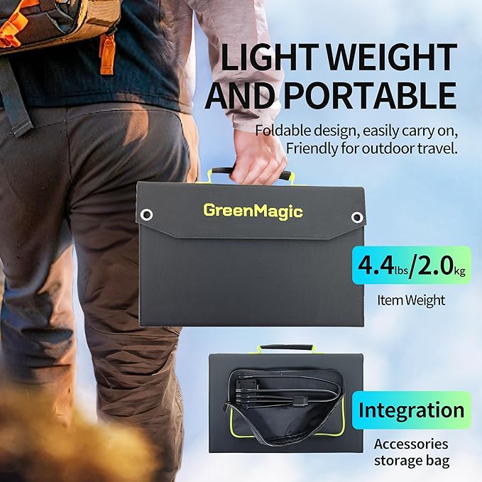 Greenmagic 60 Watt Portable Solar Panel for Smartwatches, Phones, Powerbank, Tablets, Laptops