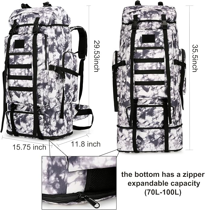 Hiking Backpack for Men 70L/100L Camping Backpack Military Rucksack Molle 3 Days Assault Pack for